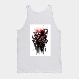 Octopus Portrait Ink Painting Tank Top